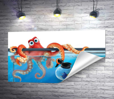 Герої мультфільму "В пошуках Дорі" (Finding Dory) восьминіг Хенк та риба Дорі в акваріумах