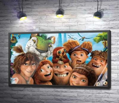 Постер "Назад в минуле з героями мультфільму "Сімейка Крудс" (The Croods)"