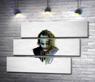 Модульная картина "Арт-портрет Джокера (Joker) с угрожающим взглядом"