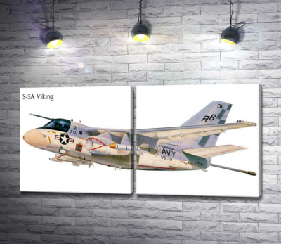 Модульна картина "Американський воєнний винищувач літак S-3A Viking"