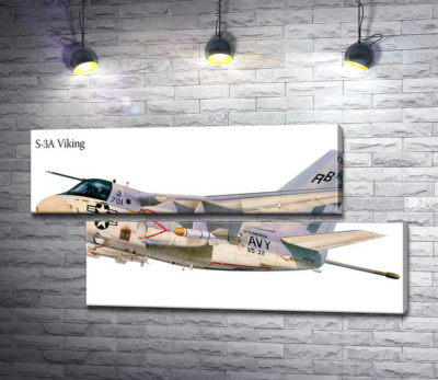 Модульная картина "Американский военный истребитель самолет S-3A Viking"