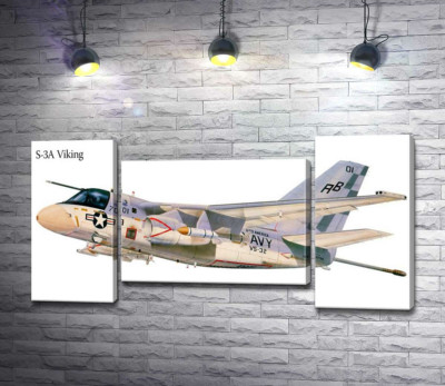 Модульна картина "Американський воєнний винищувач літак S-3A Viking"
