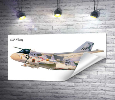 Американский военный истребитель самолет S-3A Viking