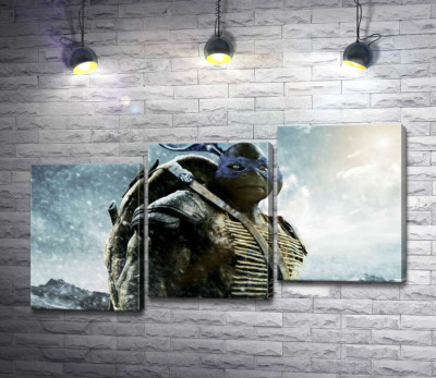 Модульная картина "Смелый лидер Черепашек-ниндзя (Teenage Mutant Ninja Turtles), Леонардо, среди заснеженных гор"