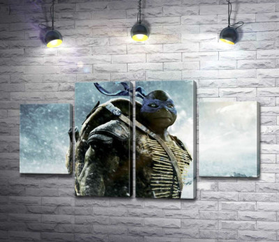 Модульна картина "Сміливий лідер Черепашок-ніндзя (Teenage Mutant Ninja Turtles), Леонардо, серед засніжених гір"