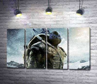 Смелый лидер Черепашек-ниндзя (Teenage Mutant Ninja Turtles), Леонардо, среди заснеженных гор