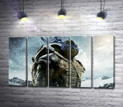 Модульна картина "Сміливий лідер Черепашок-ніндзя (Teenage Mutant Ninja Turtles), Леонардо, серед засніжених гір"