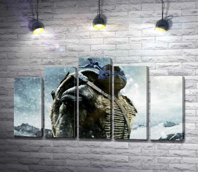 Модульна картина "Сміливий лідер Черепашок-ніндзя (Teenage Mutant Ninja Turtles), Леонардо, серед засніжених гір"