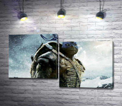 Модульна картина "Сміливий лідер Черепашок-ніндзя (Teenage Mutant Ninja Turtles), Леонардо, серед засніжених гір"