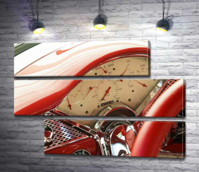 Модульна картина "За рулем спокусливо-червоного автомобіля Chevrolet Bel Air"