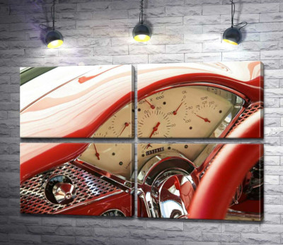 Модульна картина "За рулем спокусливо-червоного автомобіля Chevrolet Bel Air"