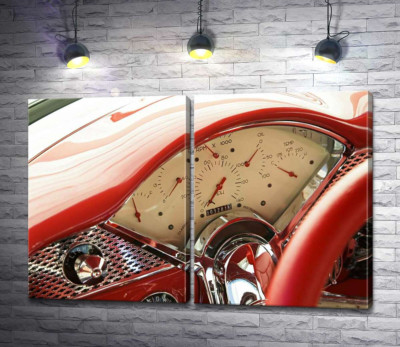 Модульна картина "За рулем спокусливо-червоного автомобіля Chevrolet Bel Air"