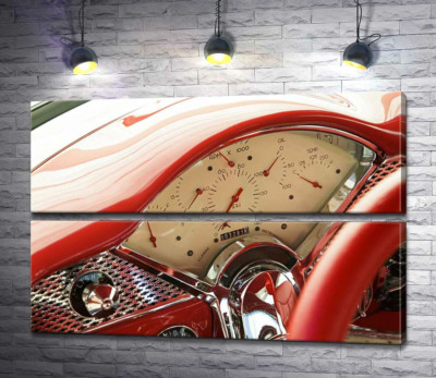 Модульная картина "За рулем соблазнительно-красного автомобиля Chevrolet Bel Air"