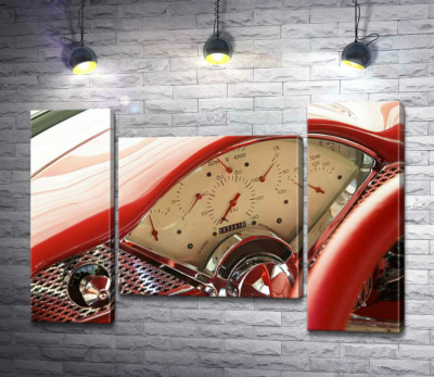 Модульна картина "За рулем спокусливо-червоного автомобіля Chevrolet Bel Air"