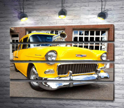Сочетание идеально-серебряного и лимонно-желтого на бампере автомобиля Chevrolet Bel Air