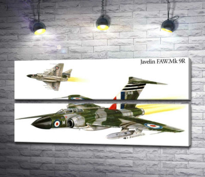 Модульная картина "Британское "Копье" (Javelin FAW.Mk 9R) самолет-истребитель"