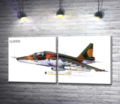Модульная картина "Самолет-штурмовик Су-25 "Грач" (Frogfoot)"