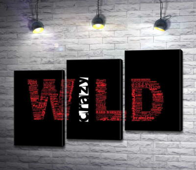 Красная надпись "Дикий" (Wild) на черном фоне