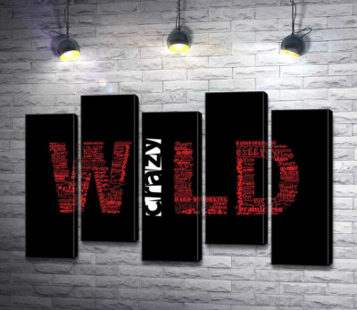 Червоний напис "Дикий" (Wild) на чорному тлі