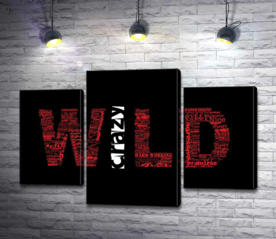 Красная надпись "Дикий" (Wild) на черном фоне