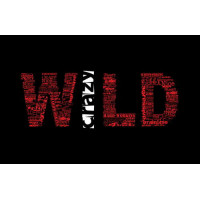 Красная надпись "Дикий" (Wild) на черном фоне