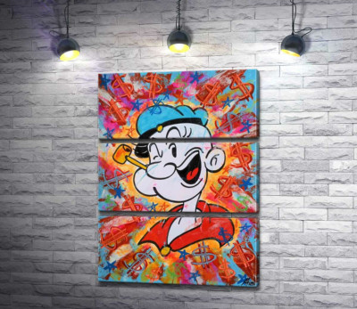 Модульная картина "Моряк Папай (Popeye) подмигивает"
