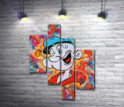 Модульная картина "Моряк Папай (Popeye) подмигивает"