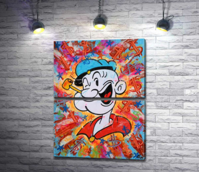 Модульная картина "Моряк Папай (Popeye) подмигивает"