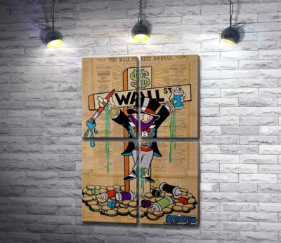 Містер Монополі (Monopoly) на на хресті Волл-стріт (Wall Street)