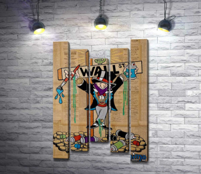 Модульная картина "Мистер Монополи (Monopoly) на кресте Уолл-стрит (Wall Street)"