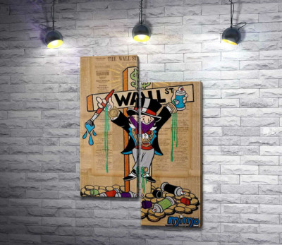 Модульна картина "Містер Монополі (Monopoly) на на хресті Волл-стріт (Wall Street)"