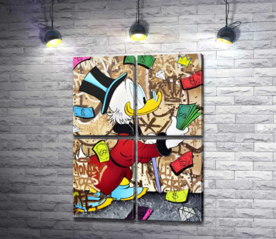 Модульна картина "Гроші на життя: Скрудж МакДак (Scrooge McDuck)"