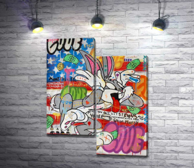Модульна картина "Багз Банні (Bugs Bunny) насмішливо показує язик"