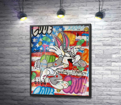 Постер "Багз Банни (Bugs Bunny) насмешливо показывает язык"