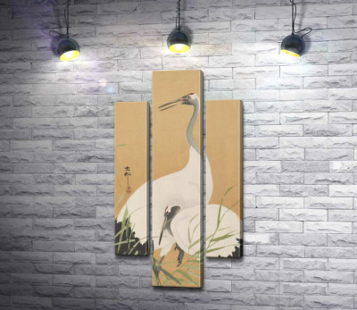 Модульная картина "Два журавля (Two Cranes) – Охара Косон (Ohara Koson)"