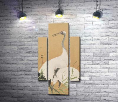 Модульная картина "Два журавля (Two Cranes) – Охара Косон (Ohara Koson)"