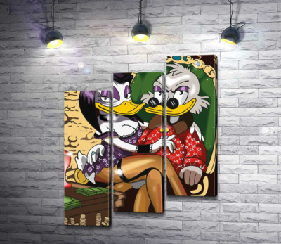 Магика де Гипноз (Magica De Spell) соблазнительно сидит на руках у Скруджа МакДака (Scrooge McDuck)