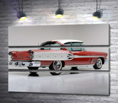 Модульная картина "Вишнево-белый автомобиль Pontiac Bonneville 1958 года"