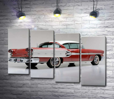 Модульная картина "Вишнево-белый автомобиль Pontiac Bonneville 1958 года"