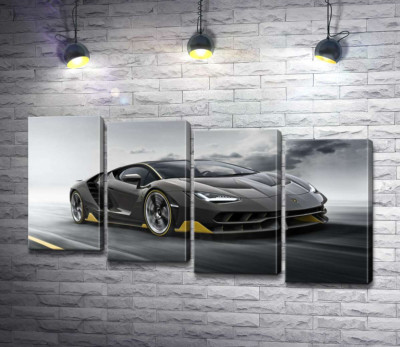Модульна картина "Підсумок столітньої роботи в ювілейному автомобілі Lamborghini Centenario"