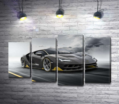 Модульная картина "Итог столетней работы в юбилейном автомобиле Lamborghini Centenario"