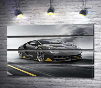 Модульная картина "Итог столетней работы в юбилейном автомобиле Lamborghini Centenario"