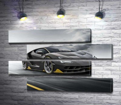 Модульная картина "Итог столетней работы в юбилейном автомобиле Lamborghini Centenario"
