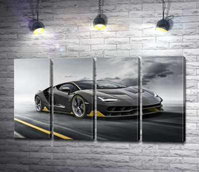 Модульна картина "Підсумок столітньої роботи в ювілейному автомобілі Lamborghini Centenario"