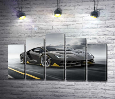 Модульная картина "Итог столетней работы в юбилейном автомобиле Lamborghini Centenario"