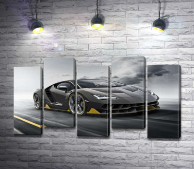 Модульная картина "Итог столетней работы в юбилейном автомобиле Lamborghini Centenario"