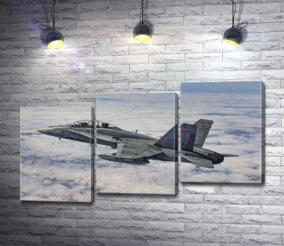 Модульна картина "Канадський винищувач Mc Donnell Douglas CF-18 Hornet розрізає небесний простір"