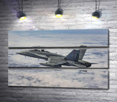 Модульная картина "Канадский истребитель Mc Donnell Douglas CF-18 Hornet разрезает небесное пространство"