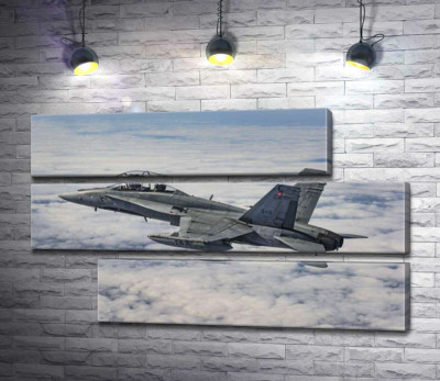 Модульная картина "Канадский истребитель Mc Donnell Douglas CF-18 Hornet разрезает небесное пространство"
