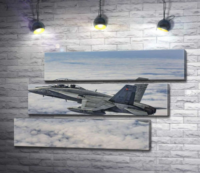 Модульная картина "Канадский истребитель Mc Donnell Douglas CF-18 Hornet разрезает небесное пространство"
